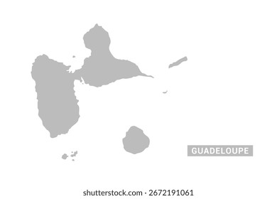 Guadeloupe map - Minimal Flat Vector Illustration in Black and Gray, Isolated on White Background, Ideal for Infographics, Educational Use, Reports, and Presentations.