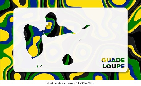 Guadeloupe Karte mit Papier-Schneiden-Wellen-Hintergrund Die perfekte Form für Grußkarte, Desktop-Bildschirmhintergrund und Banner