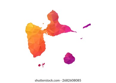 Mapa de Guadalupe - Ilustração vetorial estilo polígono em laranja e rosa gradiente, baixo projeto geométrico poly, isolado no fundo branco para infográficos e educação.