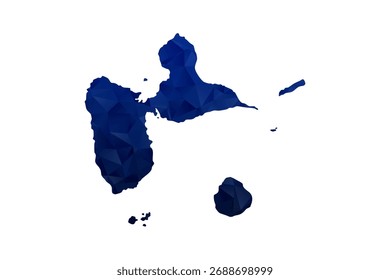 Mapa de Guadalupe - Ilustração vetorial estilo polígono em azul escuro gradiente, baixo projeto geométrico poly, isolado no fundo branco para infográficos e educação.