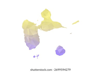 Mapa de Guadalupe - estilo polígono Ilustração vetorial em amarelo e Lavanda Gradiente, baixo Poly Design Geométrico, Isolado no fundo branco para Infográficos e Projetos
