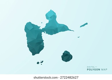 Mapa de Guadalupe - Ilustración vectorial de estilo polígono en diseño geométrico azul-verde verde azulado bajo poli, silueta minimalista moderna.