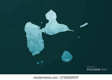 Mapa de Guadalupe - Ilustración vectorial de estilo polígono en diseño geométrico de bajo poli verde y azul, silueta mínima limpia para infografía.