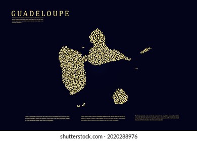 Guadeloupe Map - World Map International vector template with Gold grid on dark background for banner, website, infographic, education - Vector illustration eps 10