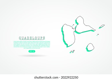 Guadeloupe Map - World Map International vector template with green and outline graphic sketch style isolated on white background - Vector illustration eps 10