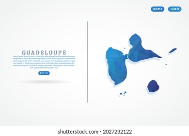Mapa de Guadalupe - Mapa Mundial Plantilla vectorial Internacional con gradiente de color azul poligonal aislado en fondo blanco para educación, sitio web, banner - Ilustración vectorial eps 10
