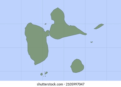 Guadeloupe Map - World map International vector template with green color on blue background and grid design for design, education, website, infographic, banner - Vector illustration eps 10