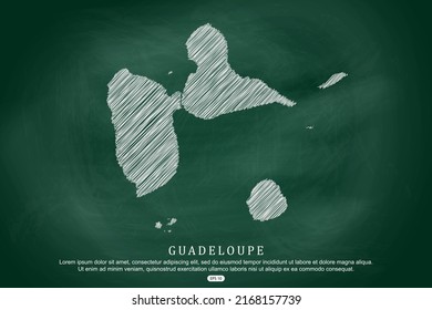 Guadeloupe Map - World Map International vector template with white outline graphic sketch and old school style  isolated on Green Chalkboard background - Vector illustration eps 10