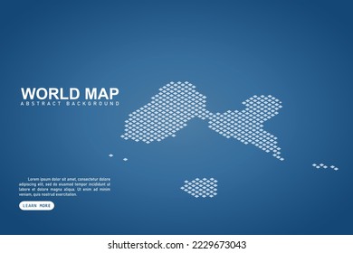 Guadeloupe Map - World map International vector template with isometric top and white pixel, grid, grunge, halftone style isolated on blue background for design, web - Vector illustration eps 10