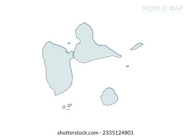 Mapa de Guadalupe - Mapa mundial Mapa internacional de vectores con línea de cigüeña azul y formas geométricas azules aisladas en fondo blanco para diseño, infografía, sitio web - Ilustración vectorial eps 10