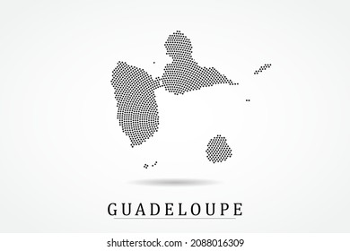 Guadeloupe Map - World map vector template with Black dots, grid, grunge, halftone style isolated on white background for education, infographic, design - Vector illustration eps 10