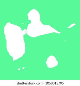 Guadeloupe map-White map on green background. Each city and border has separately. Vector illustration eps 10.