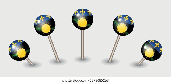 Guadeloupe national flag map marker pin icon illustration