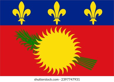 Guadeloupe official flag vector with standard size and proportion. National flag emblem with accurate size and colors.