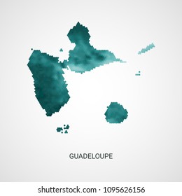 Guadeloupe vector map - blue geometric gradient graphic background from hexagon dots.