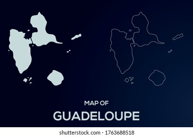 Guadeloupe vector map silhouette isolated. High detailed silhouette illustration. Full Editable Guadeloupe map vector file.