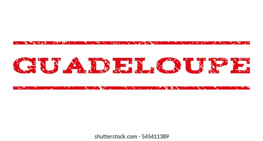 Guadeloupe watermark stamp. Text caption between horizontal parallel lines with grunge design style. Rubber seal stamp with unclean texture.