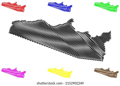 Guajara municipality (Amazonas state, Municipalities of Brazil, Federative Republic of Brazil) map vector illustration, scribble sketch Guajara map