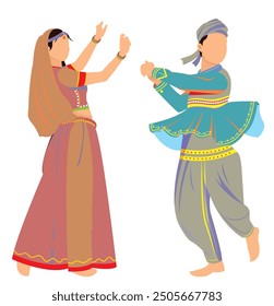 Guajarati people traditional dress dandiya  vector