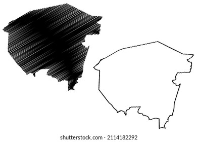 Guajeru municipality (Bahia state, Municipalities of Brazil, Federative Republic of Brazil) map vector illustration, scribble sketch Guajeru map