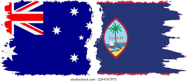 Conexión de banderas de grifo de Guam y Australia, vector