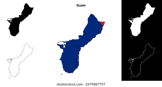 Guam blank outline map set