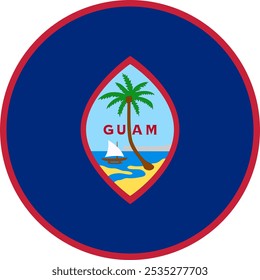 Guam Circle Flag, Circle Flag of Guam, Vector Images