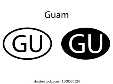 Guam country code icon.  Iso code country domain name.  GU - Guam  abbreviated. vector