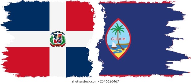 Guam and Dominican Republic grunge flags connection, vector