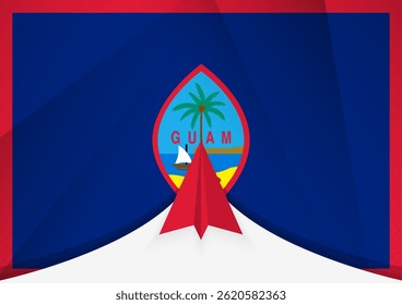 Guam Flag with Abstract Paper Airplane Design, National Flag in a geometric folded paper style. Vector illustration.