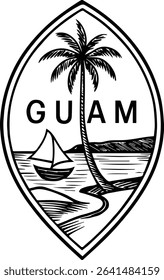 Guam  flag center crest on transparent background
