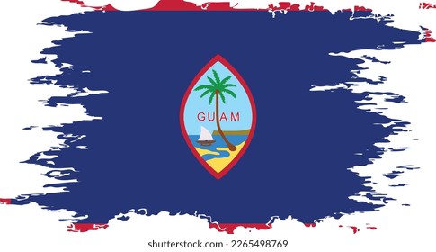 Guam flag grunge brush color image, vector