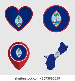 Guam Flag Icons Pack. Vector illustration.