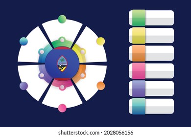 Guam Flag with Infographic Design Incorporate with divided round shape. Vector illustration.