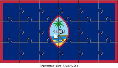 Guam flag made with jigsaw puzzle pieces. 