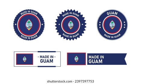 Guam flag, Made in Guam. Tag, Seal, Stamp, Flag, Icon vector