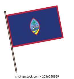 Guam Flag with Metal Pole. Vector illustration.
