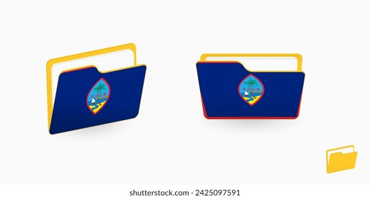 Guam flag on two type of folder icon. Vector illustration.