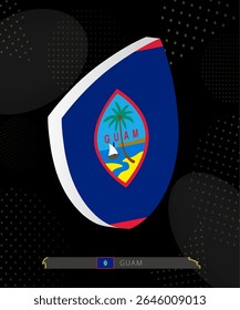 Guam Flag Shield icon in 3D on Dark Modern Abstract Rugby Background. Perfect for sports events, heritage themes, national celebrations, and patriotic designs.