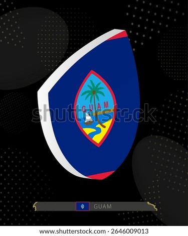 Guam Flag Shield icon in 3D on Dark Modern Abstract Rugby Background. Perfect for sports events, heritage themes, national celebrations, and patriotic designs.