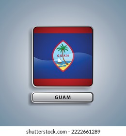 Guam flag square button vector illustration