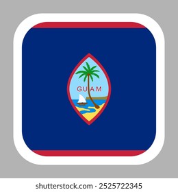 Guam flag square flat vector with rounded corners and white border, vector illustration