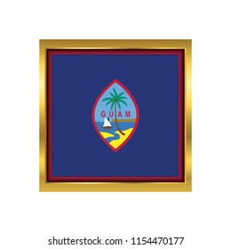 Guam Flag Vector Square Icon - Illustration. Abstract concept, icon,golden square, button. Raster illustration on white background.