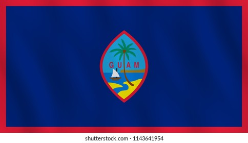 Guam flag with waving effect, official proportion.