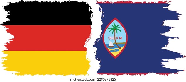Conexión de banderas de grifo de Guam y Alemania, vector
