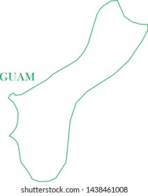 Guam green line map vector