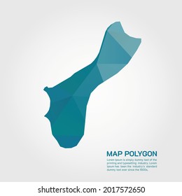 Guam Map Abstract geometric rumpled triangular low poly style gradient graphic on white background
