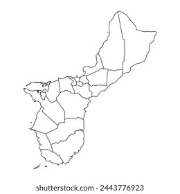 Guam map with administrative divisions. Vector illustration.