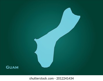 Guam map cyan Color on Green Backgound