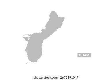 Guam map - Minimal Flat Vector Illustration in Black and Gray, Isolated on White Background, Ideal for Infographics, Educational Use, Reports, and Presentations.
